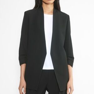 Aritzia Babaton Power Blazer Black Mirror Crepe Hip Length Sz 6